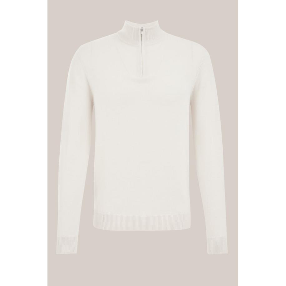 Fundamentals heren Slim fit trui van merinowol - Ecru - Merino wol - Maat: L Wit