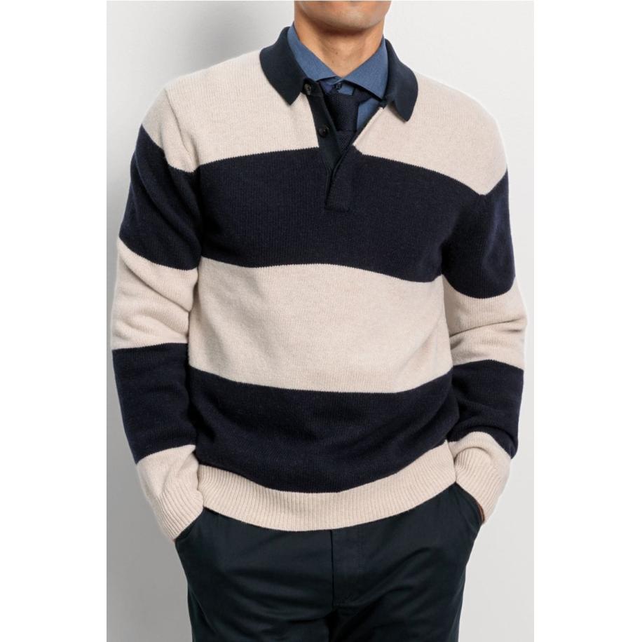 OLYMP Casual Trui knoop polo ecru, Effen Wit