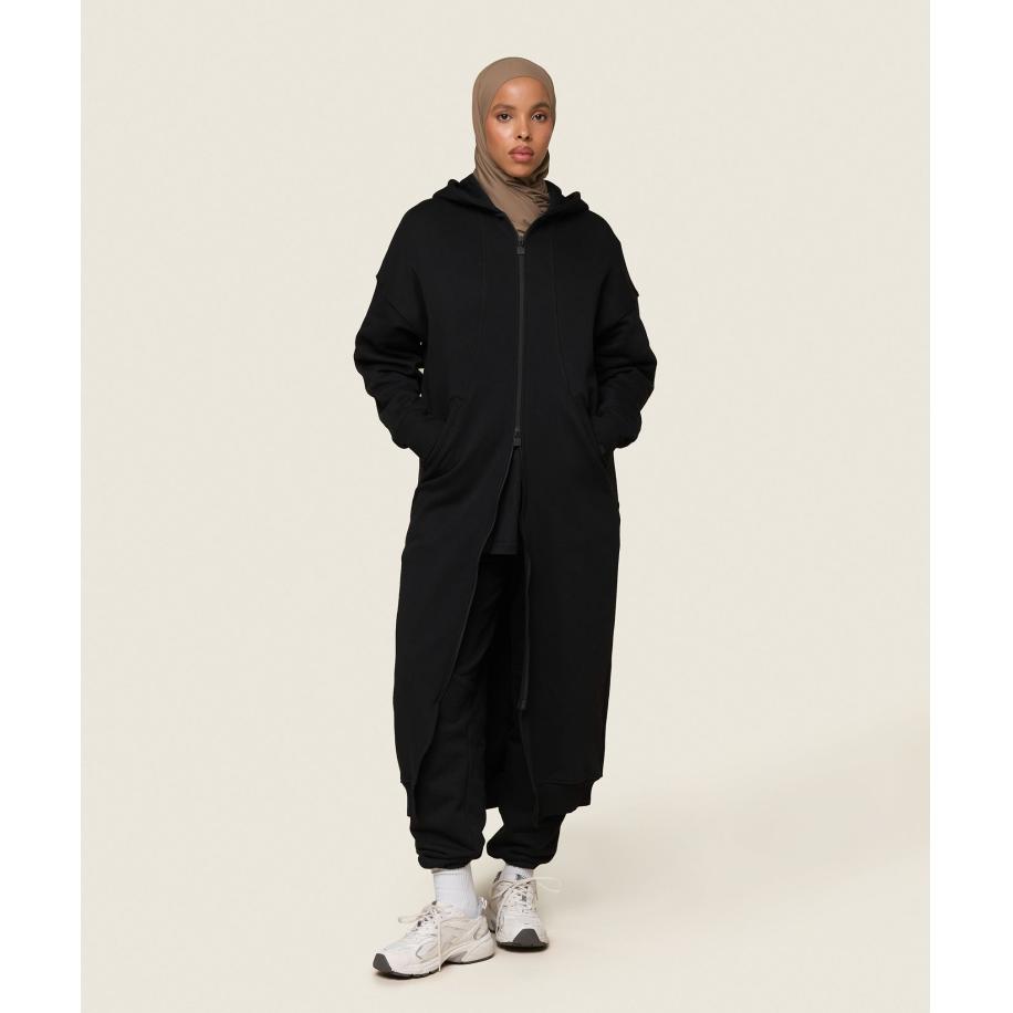 Gymshark GS x Leana Deeb Oversized Longline Zip Through Black Zwart