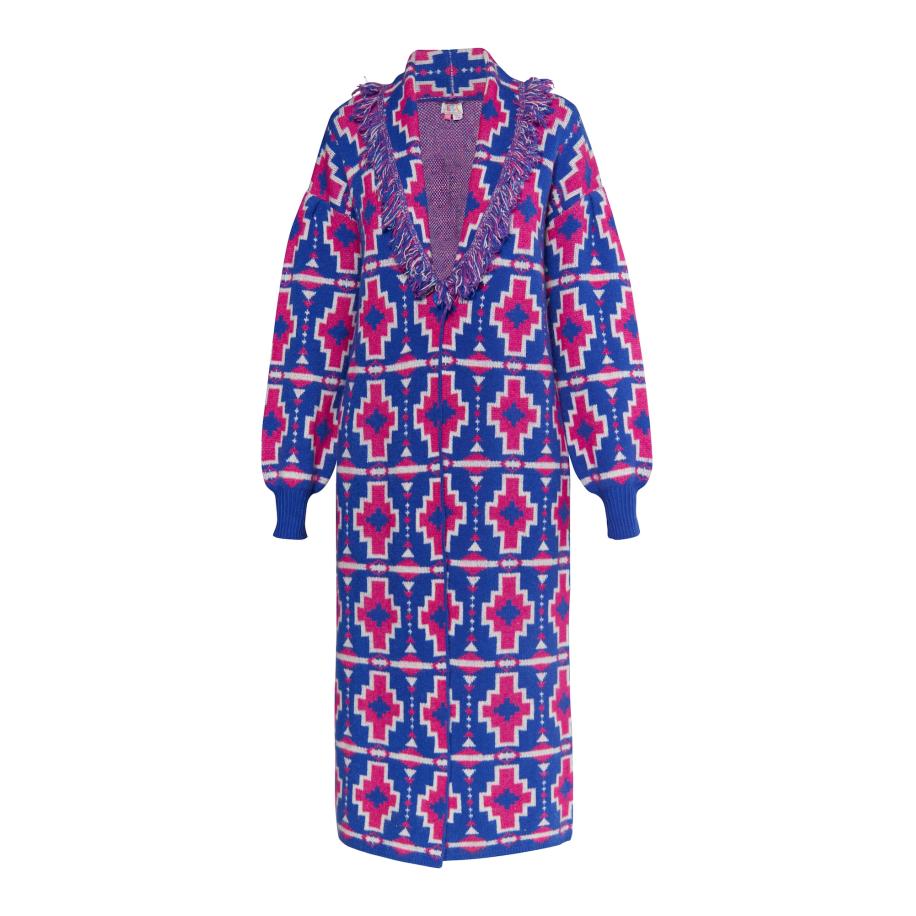 IZIA IZIA Gebreid vest Eyota royal blue/koningsblauw / magenta / wit -