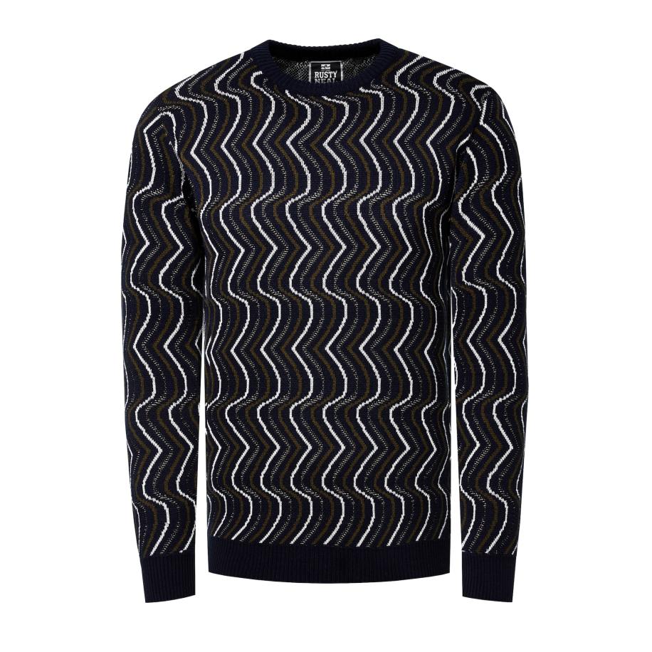 Rusty Neal Rusty Neal Trui marine / olijfgroen / wit -