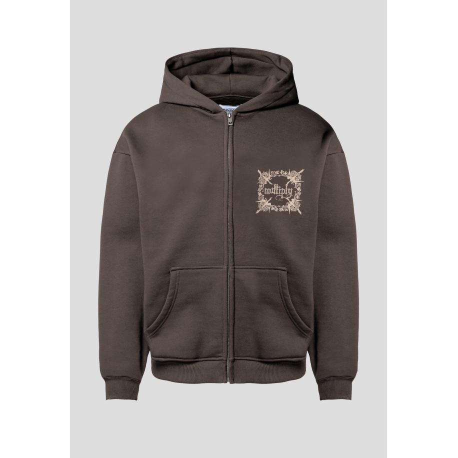 Multiply Apparel Multiply Apparel Sweatvest Regalia beige / donkerbruin -