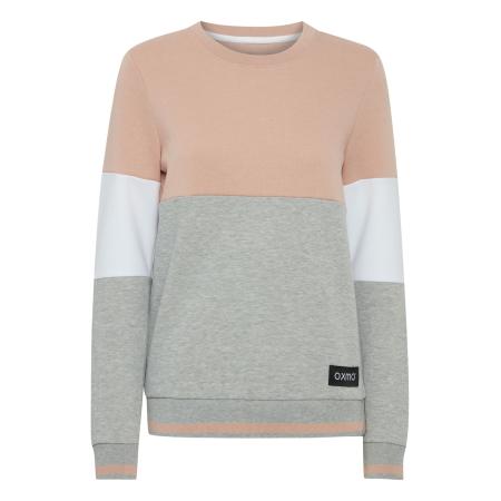 Oxmo Sweatshirt Omaya grijs gemêleerd / rosa / wit