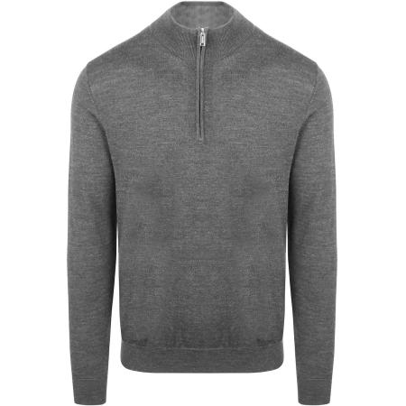 Profuomo Half Zip Pullover Merinowol Grijs
