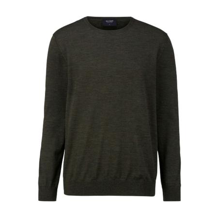 OLYMP SIGNATURE Soft Business Trui ronde hals olijf, Effen