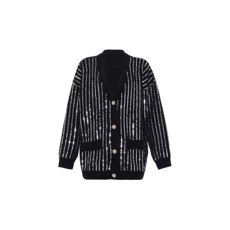 Faina faina Gebreid vest zwart / zilver