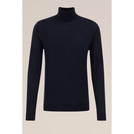 Fundamentals heren Slim fit coltrui van merinowol - Slim Fit - Donkerblauw - Merino wol - Maat: XS