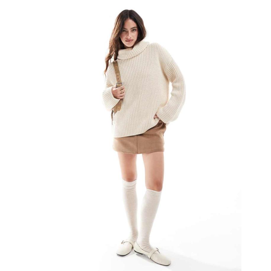 Selected Femme Gebreide trui met col in crème-Wit Wit