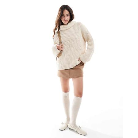 Selected Femme Gebreide trui met col in crème-Wit