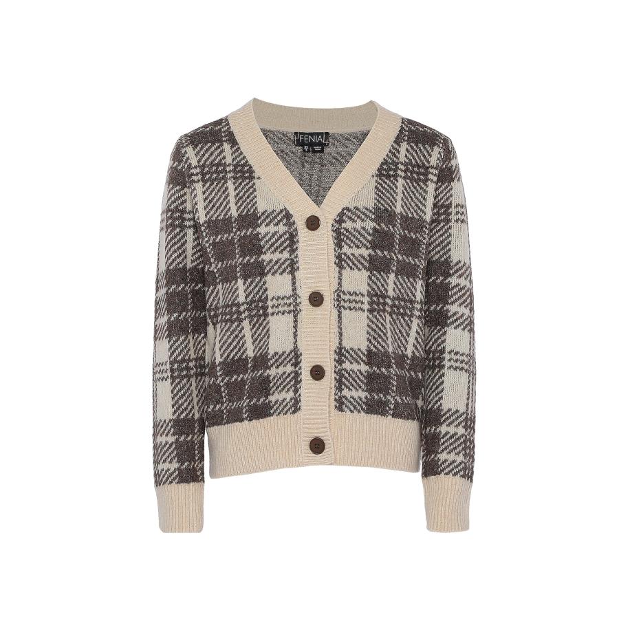 FENIA FENIA Gebreid vest beige / lichtbeige / chocoladebruin -