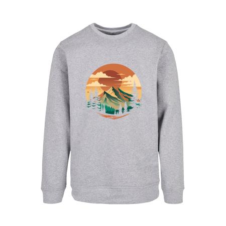 F4NT4STIC F4NT4STIC Trui Sonnenuntergang Berglandschaft sand / cognac / grijs / donkergroen