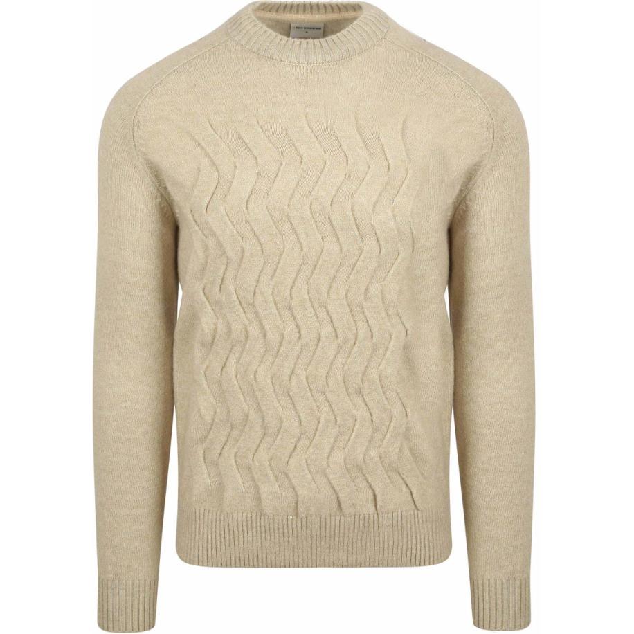 No Excess Trui Jacquard Ecru Bruin