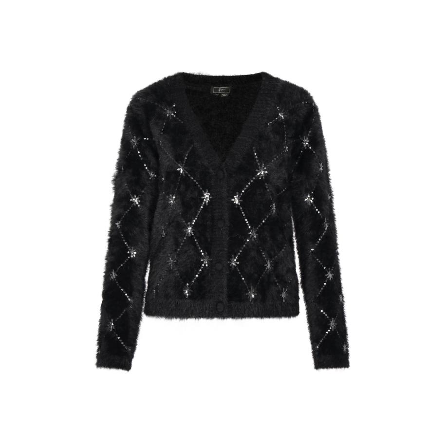 Faina faina Gebreid vest zwart / zilver -