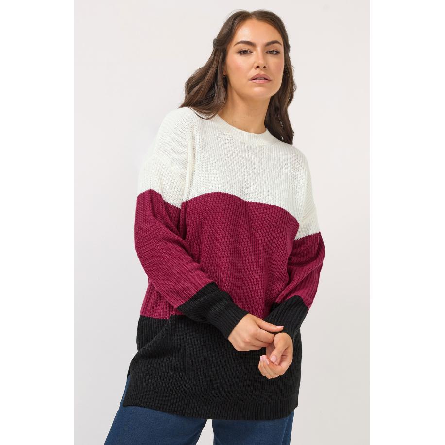 Yours Rode Trui Met Kleurvlakken Size 46-48 Rood