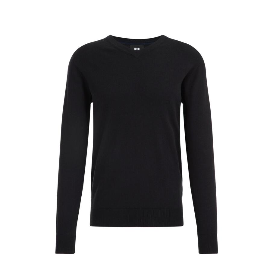 Fundamentals heren trui van zachte katoenmix - Slim Fit - Zwart - Katoen - Maat: L Zwart