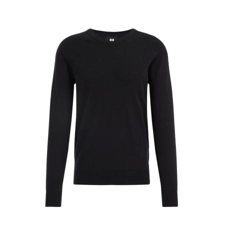 Fundamentals heren trui van zachte katoenmix - Slim Fit - Zwart - Katoen - Maat: XXL