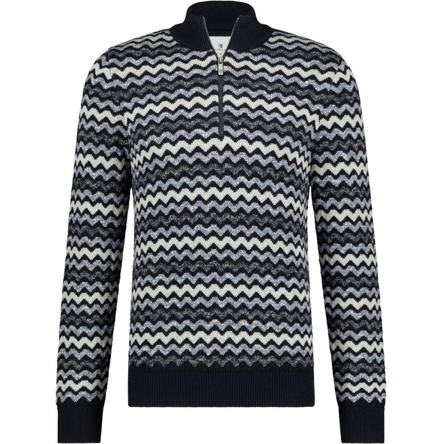 State Of Art Half Zip Donkerblauw Print Blauw