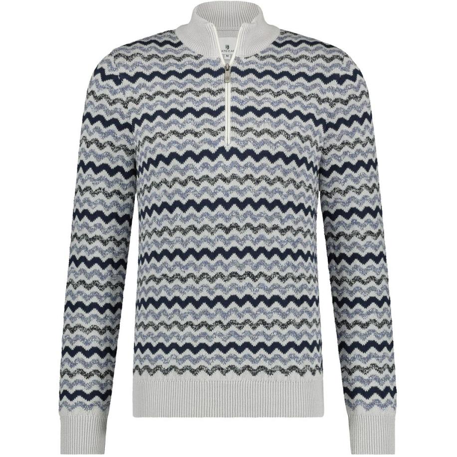 State Of Art Half Zip Grijsblauw Print Grijs