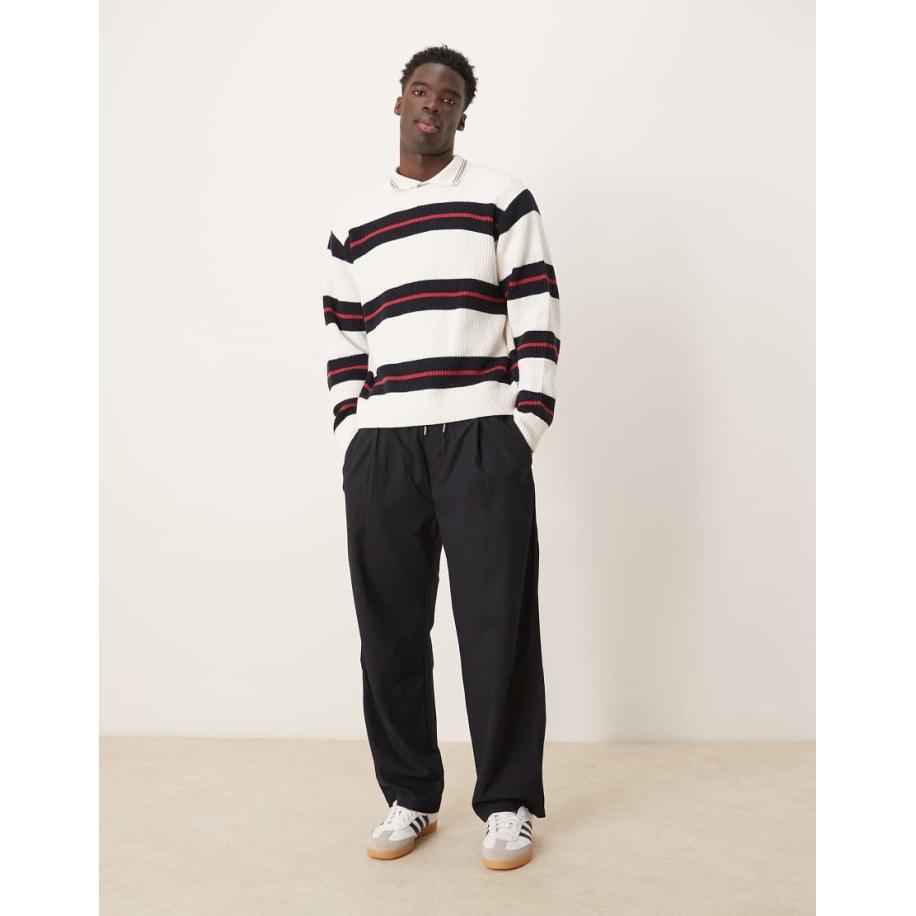 Abercrombie & Fitch - Gestreepte trui met ronde hals in crème multi-Veelkleurig Multicolor