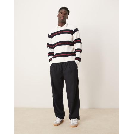 Abercrombie & Fitch - Gestreepte trui met ronde hals in crème multi-Veelkleurig