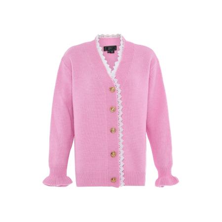 Faina faina Gebreid vest pink / wit