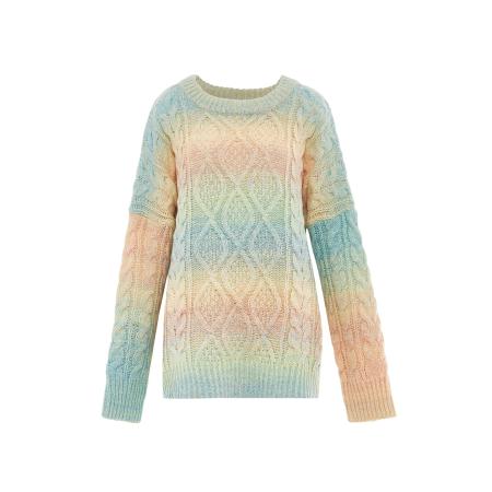 MYMO MYMO Trui turquoise / pasteelgeel / rosa