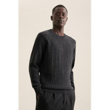 Seidensticker Trui ronde halsantraciet, Cable knit