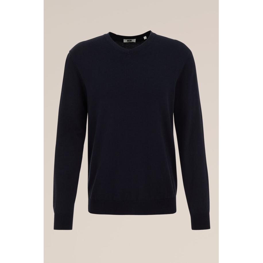 Fundamentals heren trui van zachte katoenmix - Slim Fit - Blauw - Katoen - Maat: M Blauw