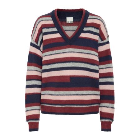 ICHI ICHI Trui IHASTRA navy / grijs gemêleerd / rosé / donkerrood