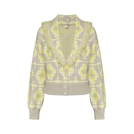 IZIA IZIA Gebreid vest limoen / grijs / wit