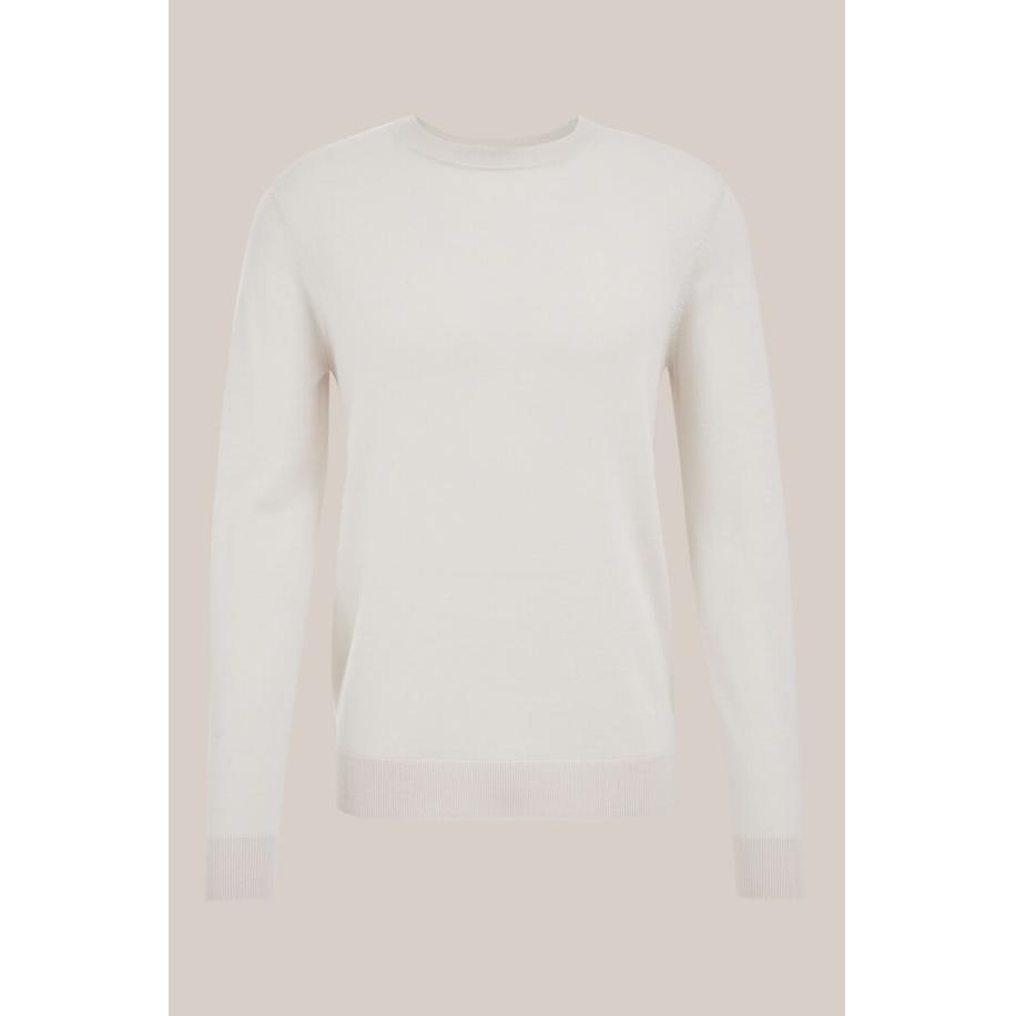 Fundamentals heren Slim fit trui van merinowol - Gebroken wit - Merino wol - Maat: XL Wit