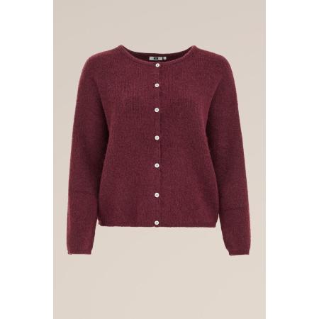 WE Fashion Dames gebreid vest met structuur - Curve - Regular fit - Bordeauxrood - Plus Size Maat: 52