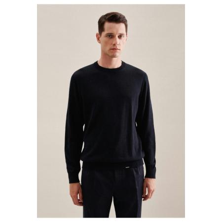 Seidensticker Trui ronde halsdonkerblauw, Effen