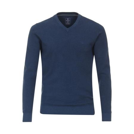 Redmond Casual Trui V-hals blauw, Effen