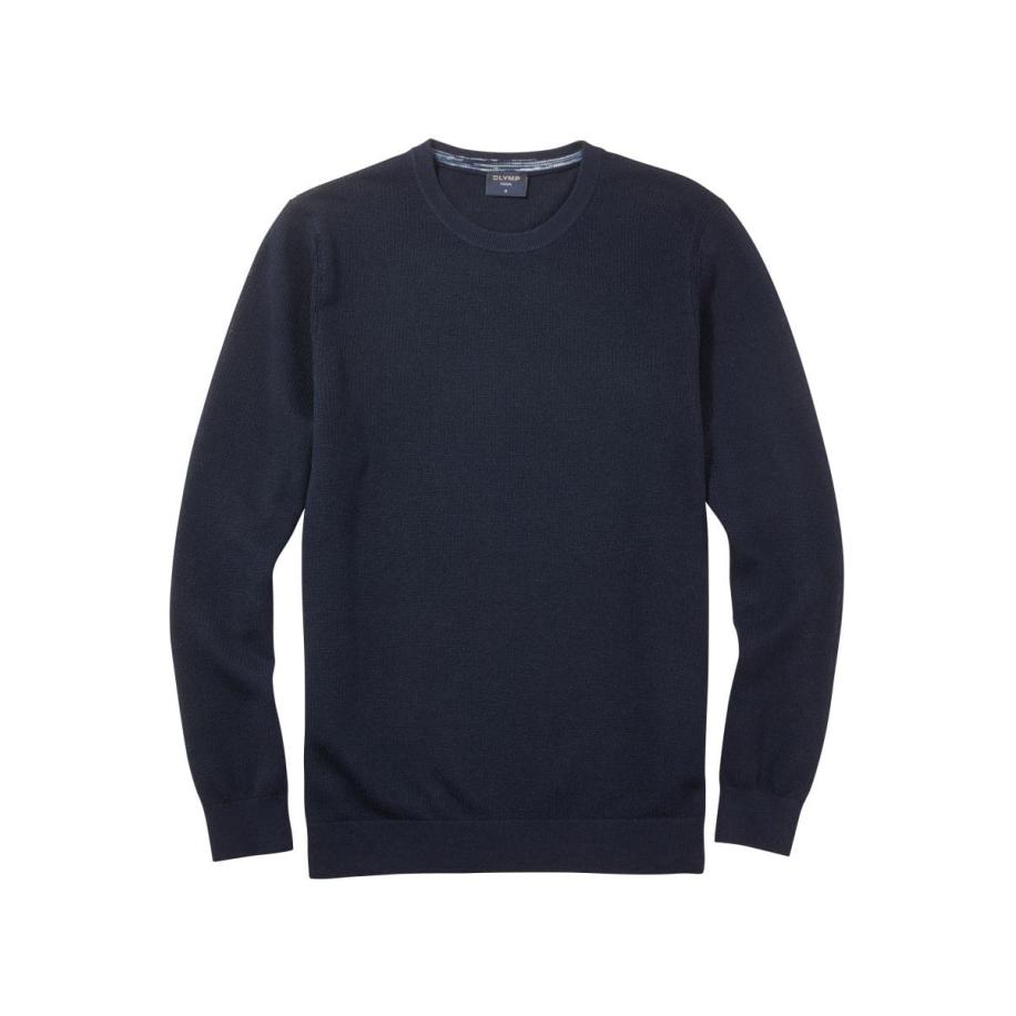 OLYMP Casual Trui ronde hals marine, Effen Blauw