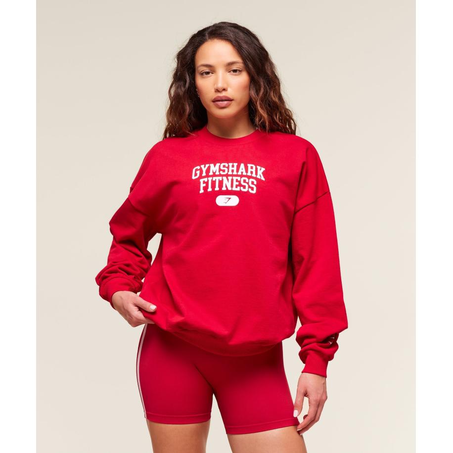 Gymshark Campus Graphic Pullover Conditioning Red Rood