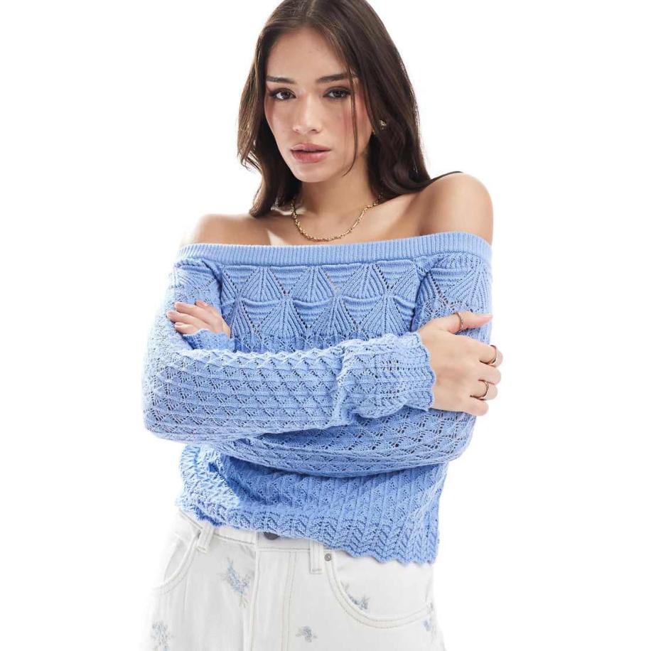 Hollister Gehaakte trui met blote schouders in lichtblauw-Paars Paars