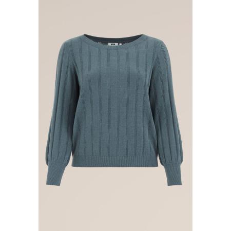 WE Fashion Dames gebreide trui - Curve - Regular fit - Grijsgroen - Plus Size Maat: 48