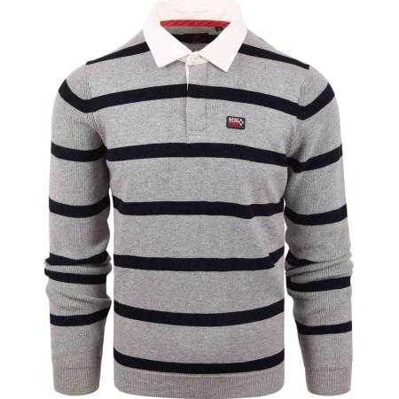 NZA Polo Cheviot Strepen Grijs