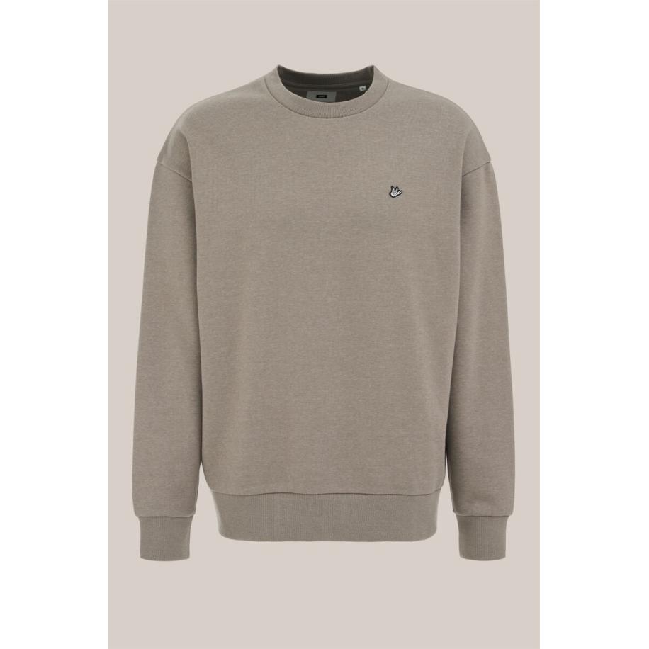 WE Fashion Heren oversized sweater - Oversized - Taupe - Katoen - Maat: XXL Bruin