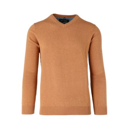 Marvelis Casual Trui V-hals rood/beige, Effen