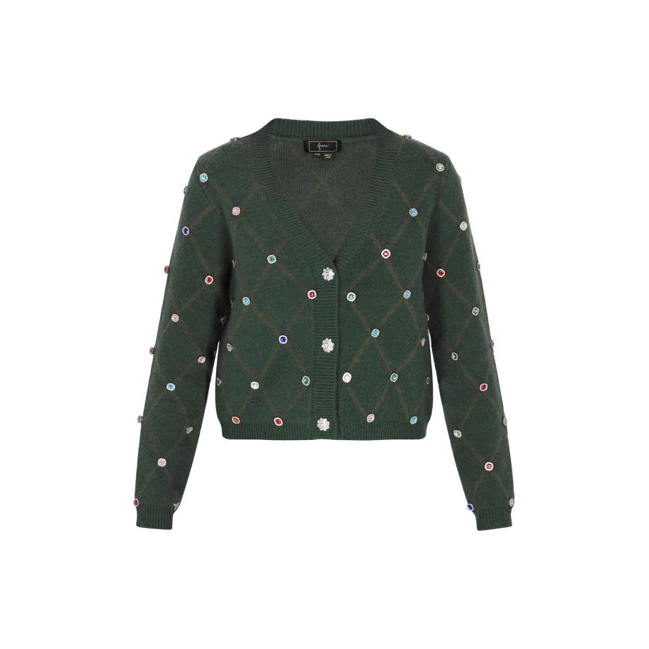 Faina faina Gebreid vest royal blue/koningsblauw / donkergroen / rosa / zilver -