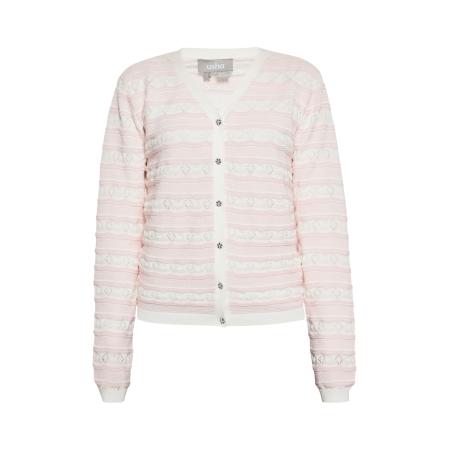 Usha Usha Gebreid vest rosa / wit