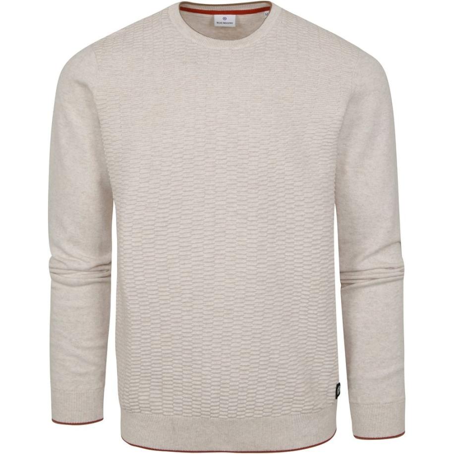 Blue Industry Trui Structuur Licht Beige Bruin