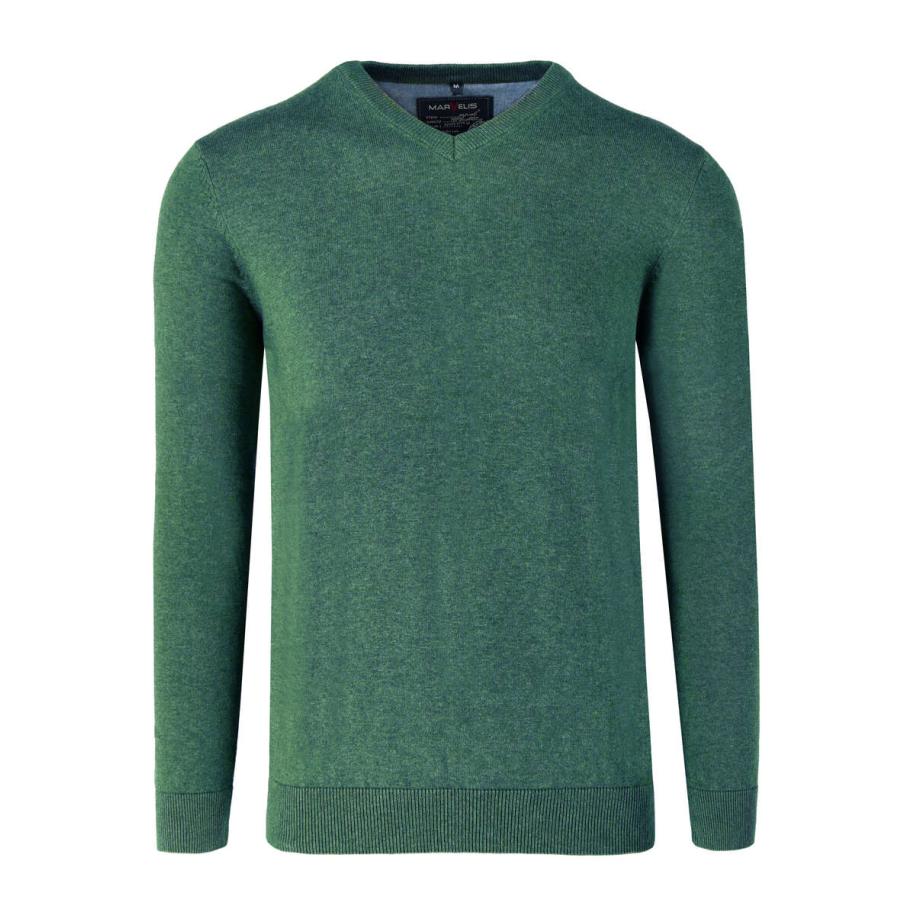 Marvelis Casual Trui V-hals kristalgroen, Effen Groen