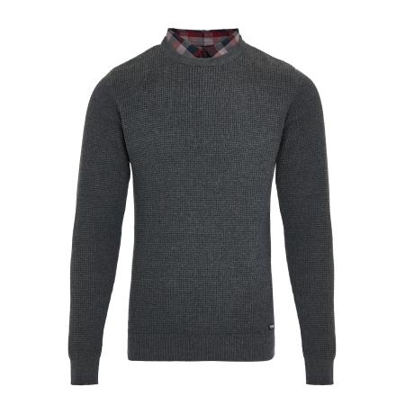 Threadbare Threadbare Trui Alexander taupe / donkergrijs / karmijnrood / zwart