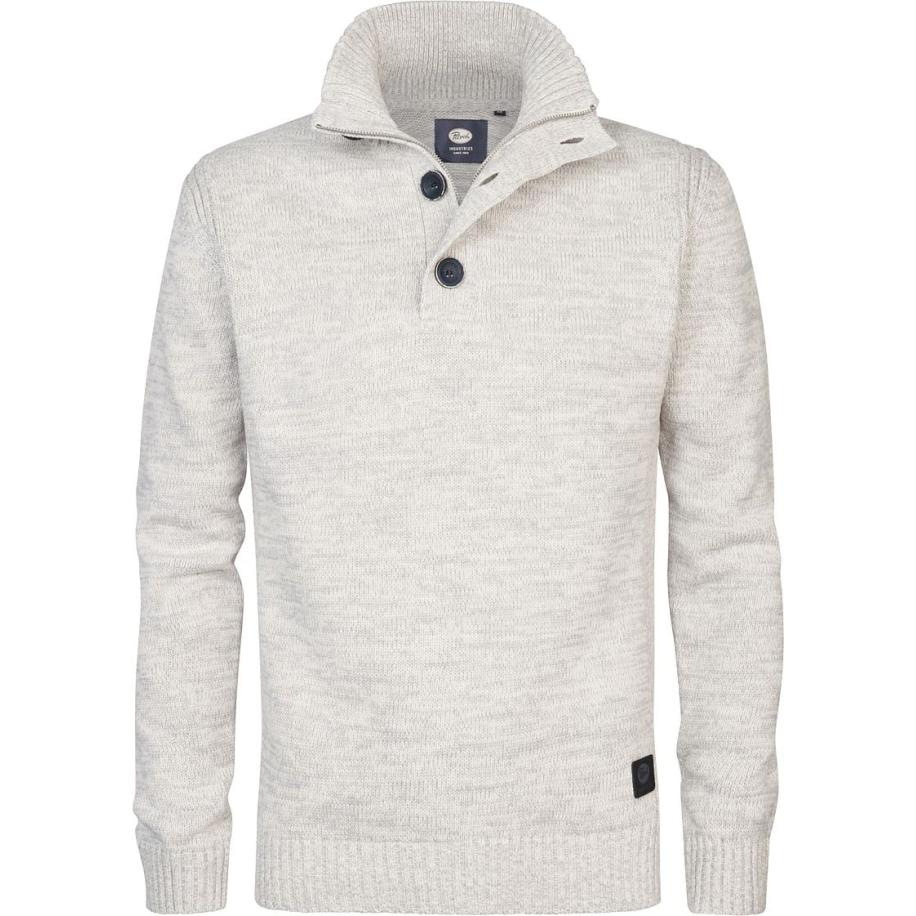 Petrol Mocker Trui Melange Lichtgrijs Bruin