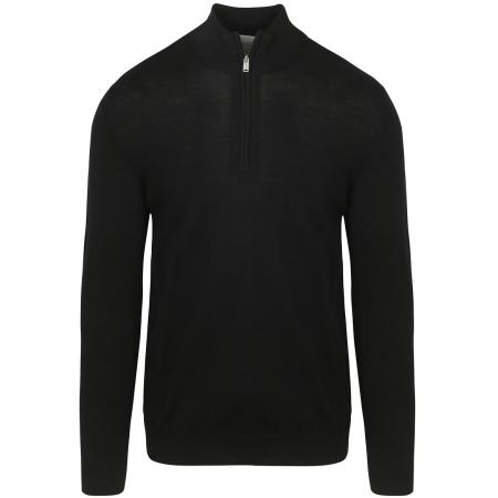 Profuomo Half Zip Pullover Merinowol Zwart
