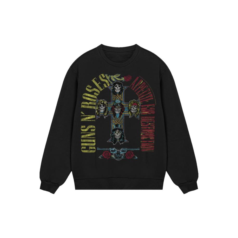 F4NT4STIC F4NT4STIC Sweatshirt Guns N Roses Skull Rock Band Merch groen / rood / zwart -