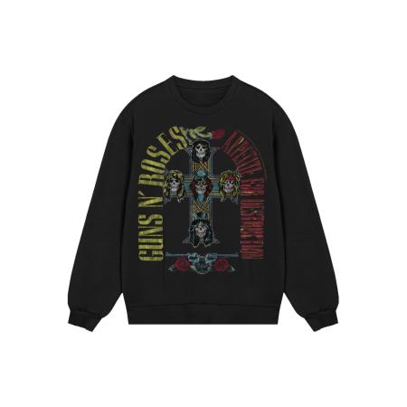 F4NT4STIC F4NT4STIC Sweatshirt Guns N Roses Skull Rock Band Merch groen / rood / zwart